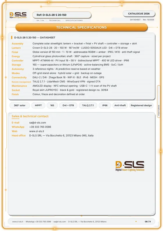 D-SLS-28 S — Solar street lamp — catalogue page 8
