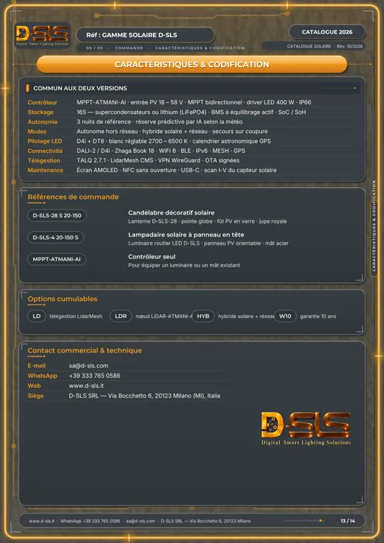 Éclairage solaire D-SLS — catalogue page 13
